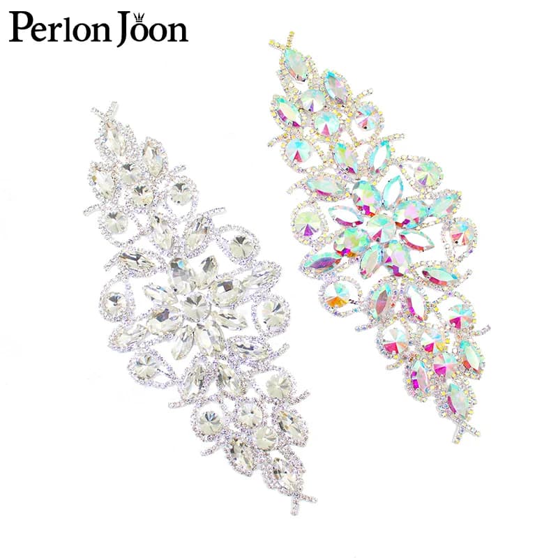 1 pezzo Ab cristallo lungo strass applique grandi toppe per abiti da sposa borse scarpe accessori 8,66x3,54 pollici YHZ008