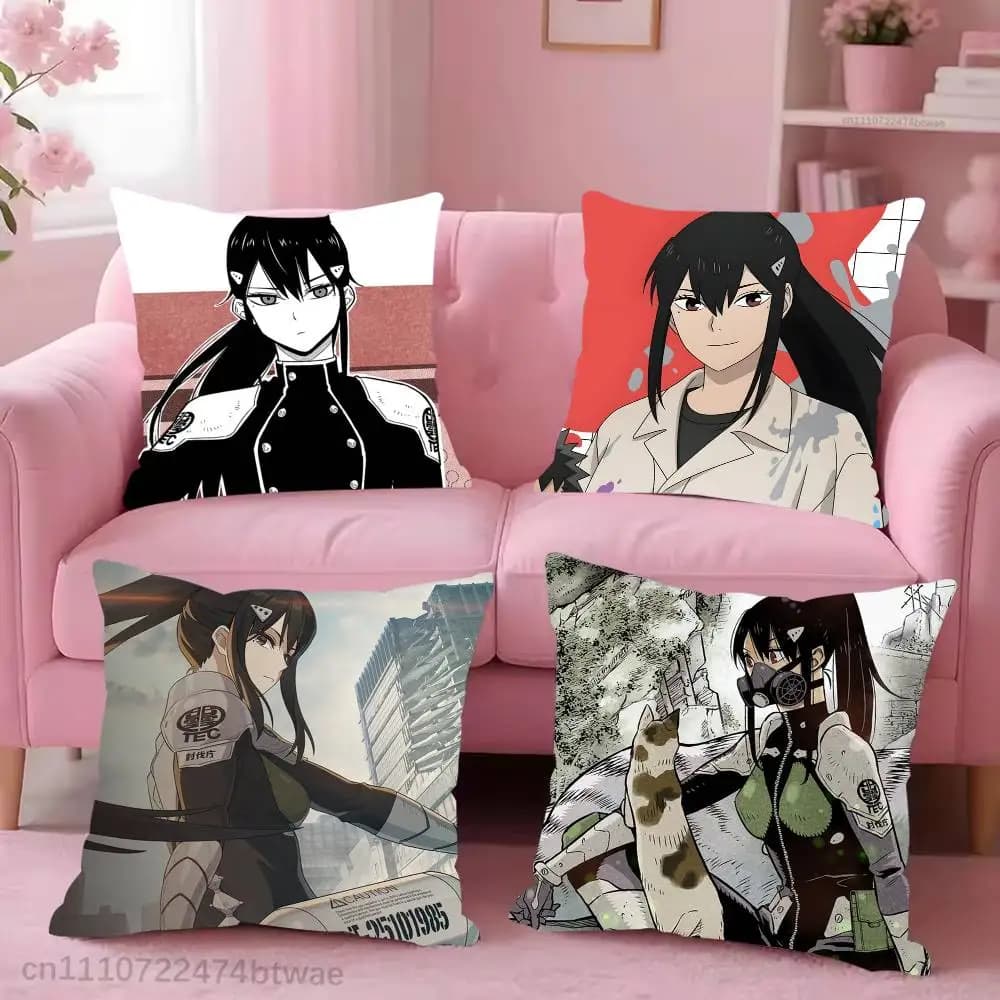 K-Kaiju No.8 Mina Ashiro Pillow Case For Sofa Bedroom Living Room Plush Cushion Cover Decorations and Protector