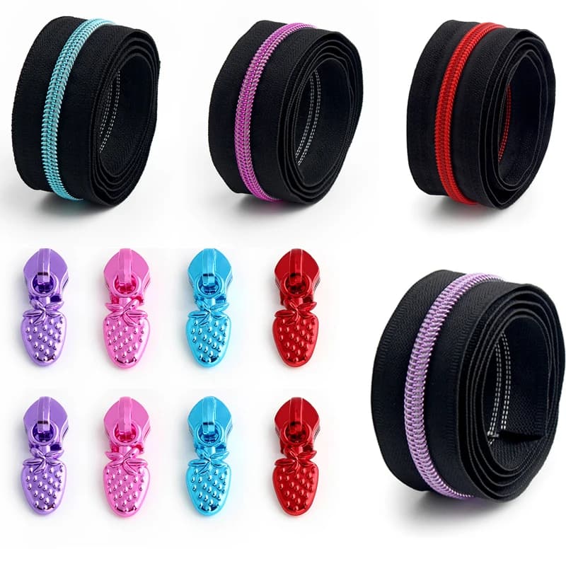 1 iarda 5 linguette di trazione 5 # Nastro con cerniera in nylon con estrattore per cerniera portafoglio vestiti scarpe strumenti di riparazione fai da te accessori per cucire
