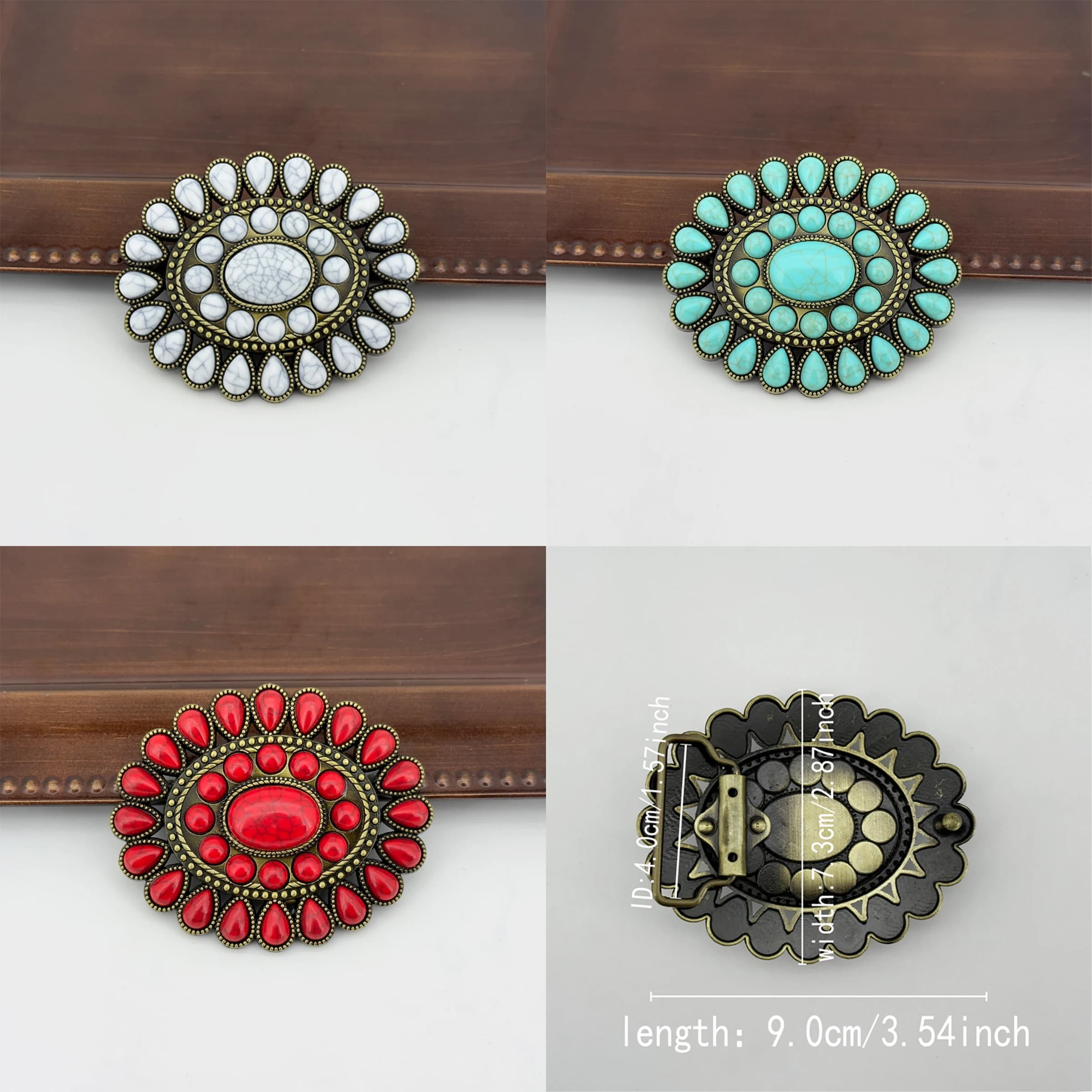 1 hot selling retro bronze antique turquoise inlaid belt buckle, high-quality and fashionable oval water droplet zinc alloy belt