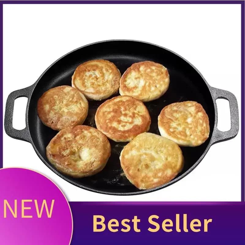 Fornello per pizza in acciaio con padella per pizza in ferro fuso ABLU con manici facili da impugnare Pietra profonda per forno o piastra per gas