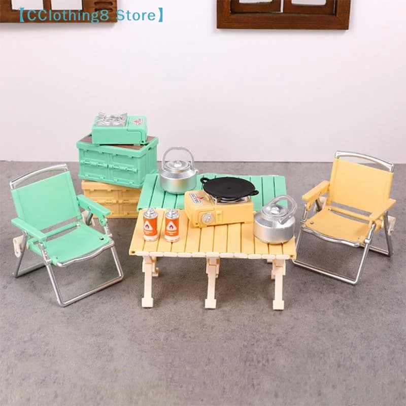 Set da Picnic in Miniatura per Casa delle Bambole 1:12, Sedia Pieghevole, Fornelli a Gas, Modello Decorativo, Accessori per Casa delle Bambole【AliS8】