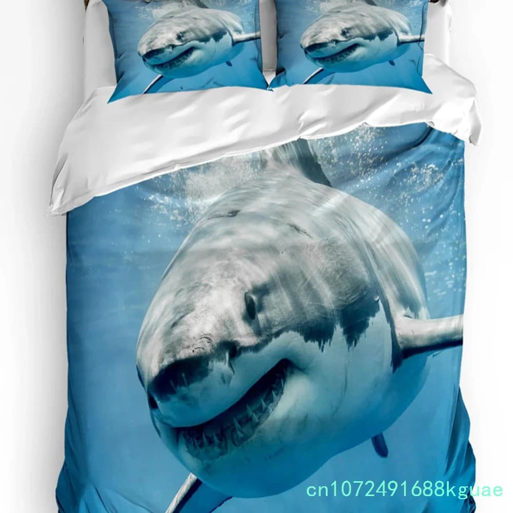 Shark Sea Wavy Teeth Mouth Printed Comfort Duvet Cover Pillow Case Home Textile Quilt Cover Boy Kid Teen Girl 3pcs Bedding Set