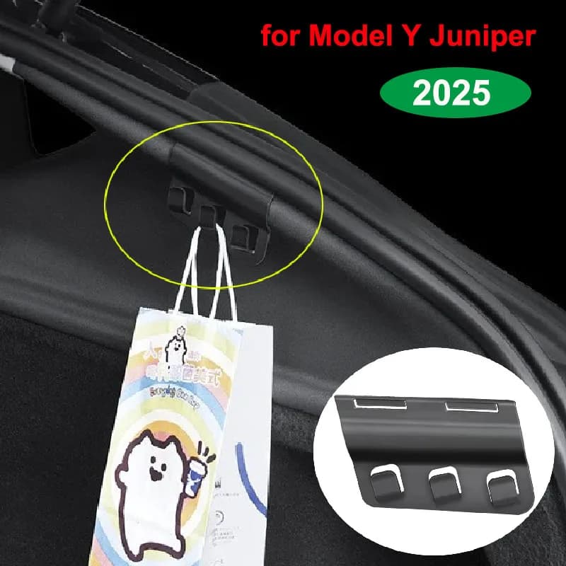 Per Tesla Nuovo Modello Y Juniper 2025 Lancio Baule Posteriore Gancio di Stoccaggio Pulsante di Supporto Multiplo Cargo Sacco della spesa Ombrello Gancio Pinze