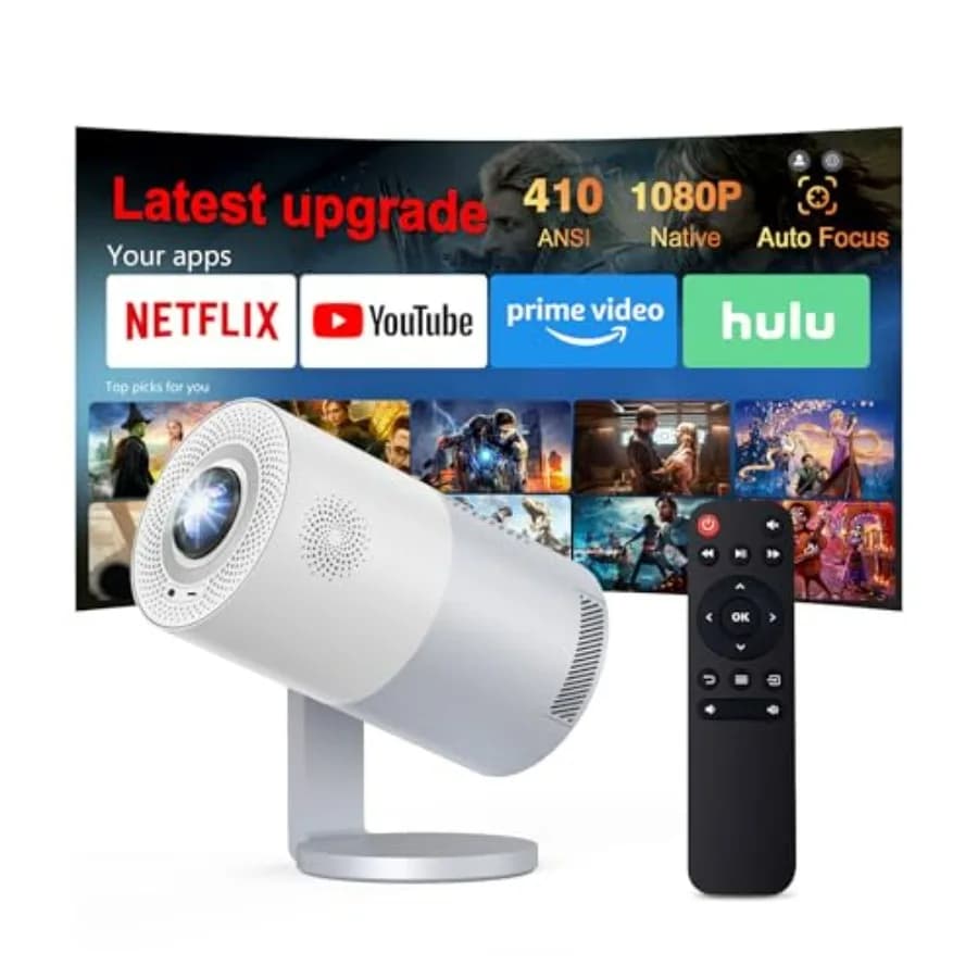 Ultimo Modello di Proiettore Portatile Mini con Risoluzione Nativa 1080P e Supporto 4K, Luminosità 410 ANSI Lumen, Funzione di Autofocus