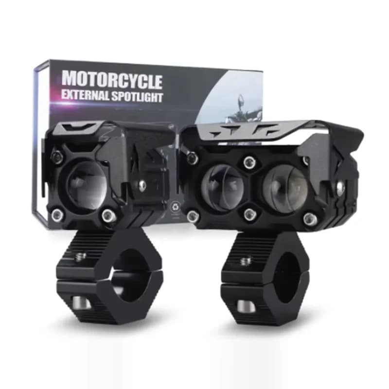 Faro LED per moto Faretto ausiliario Giallo Bianco Dual Color Fendinebbia 10V-28V 30W Mini lente per proiettore Lampada a LED Moto