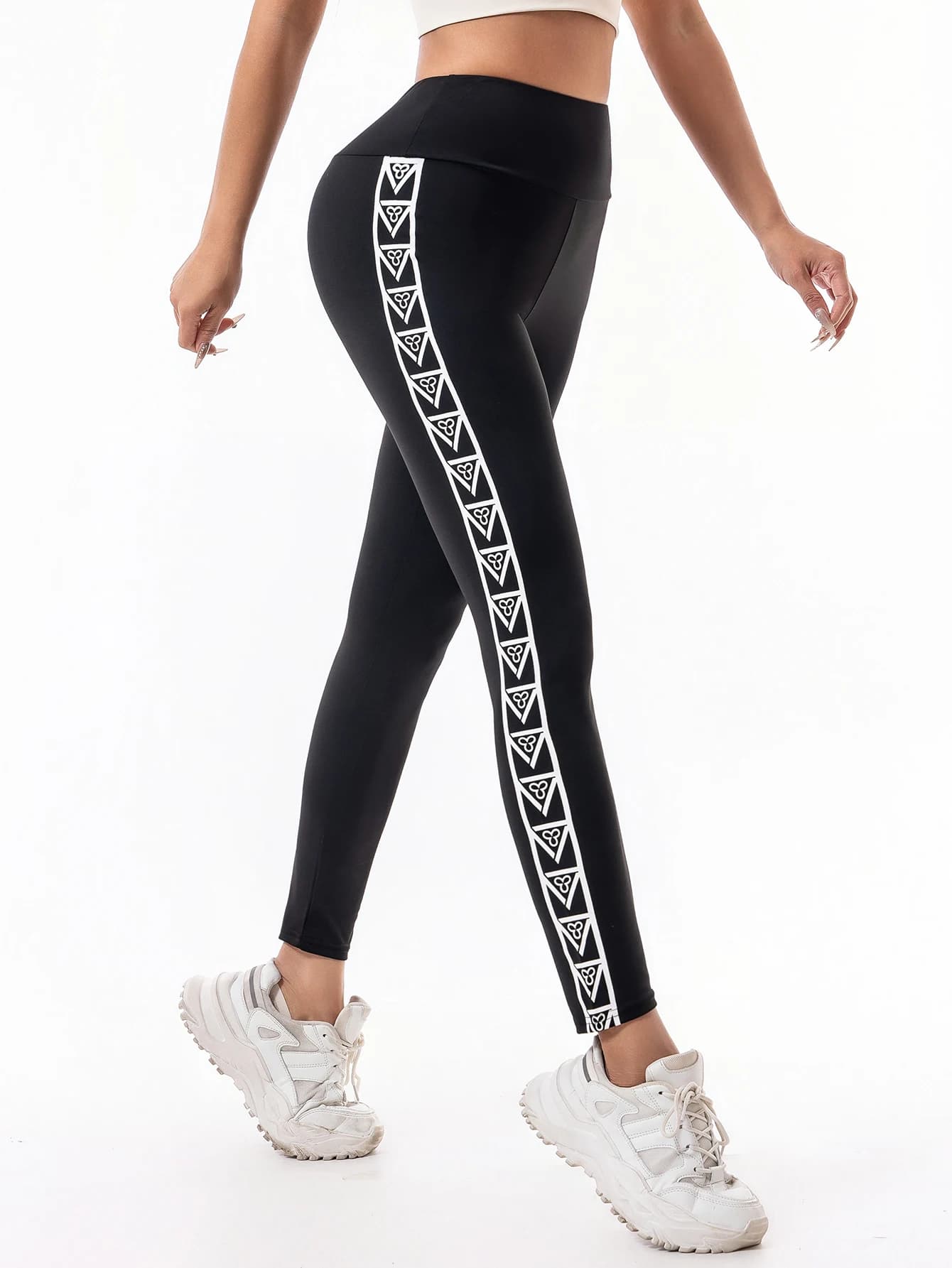 Nuovo stile di leggings da donna 2025 per la stazione europea con elastico dimagrante a forma di letch e leggings stampati personalizzati