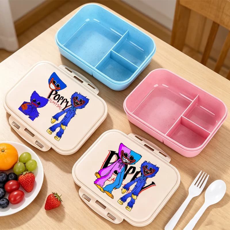 Game Poppys Playtime Lunch Box Kids Kawaii Huggy Wuggy Food Storage Containers Student School Picnic Bento Case Children Gift