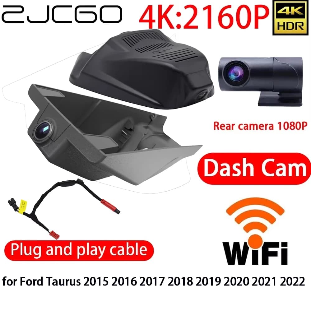 ZJCGO Dash Cam 4K for Car with Wifi, Front and Back Camera, 24h Monitor for Ford Taurus 2015- 2022