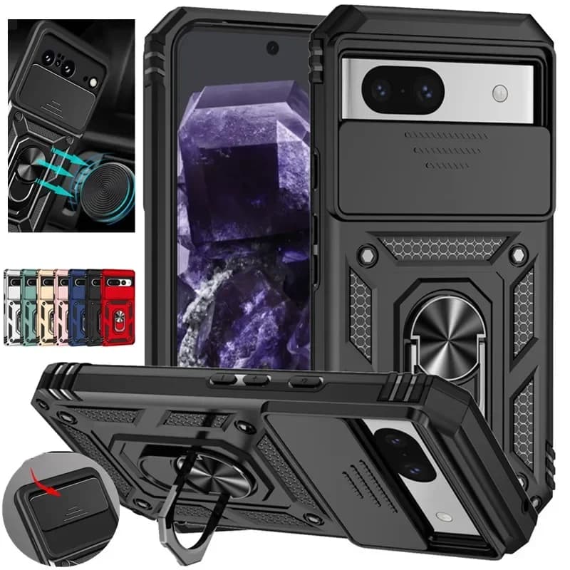 Armor Phone Case for Google Pixel 10A 8A 9A 8 6 9 Pro XL Back Cover Full Lens Protection Kickstand Ring Magnetic Holder Cases