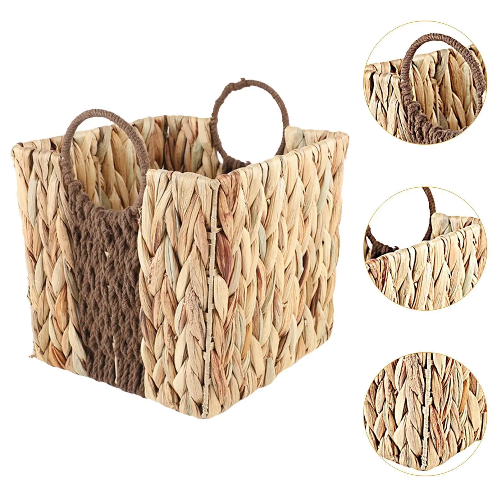 Cesto portaoggetti intrecciato, cesto portabiancheria, organizer per la casa, contenitore artigianale alla moda, cesto da picnic per armadio, giardino, scrivania, esterno, cortile