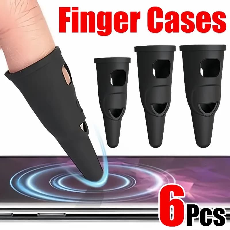 6-1PCS Silicone Touch Finger Cover Penne Stilo Sensibilità ad alta precisione Custodie per dita Custodie per protezione per pollice per schermo di gioco mobile