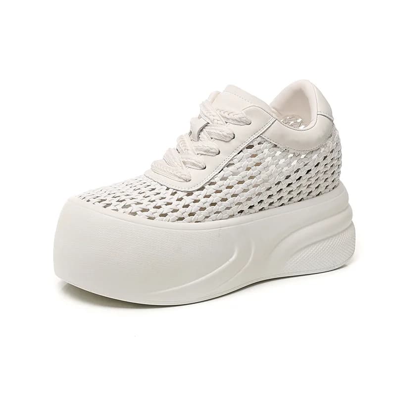 Scarpe Estive da Donna 9cm 3 Pollici, Comode Scarpe Casual Leggere, Sneakers Bianche con Plateau e Tacco Alto