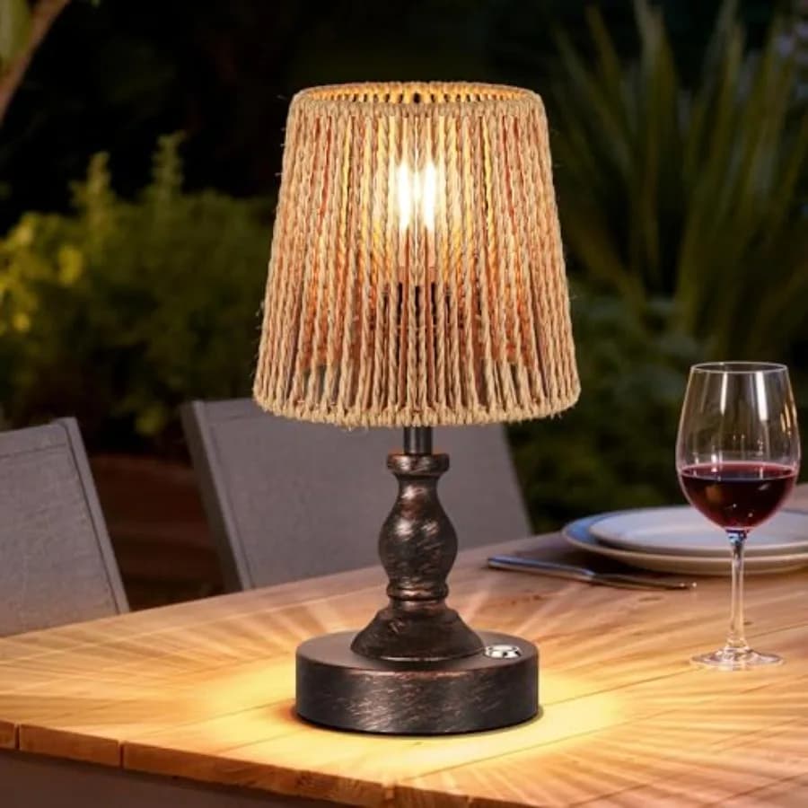 Mini Lampada da Tavolo LED Senza Fili, Batteria Ricaricabile 5200mAh, 3 Livelli di Luminosità, Dimmerabile al Tocco, Lampada da Scrivania e Comodino