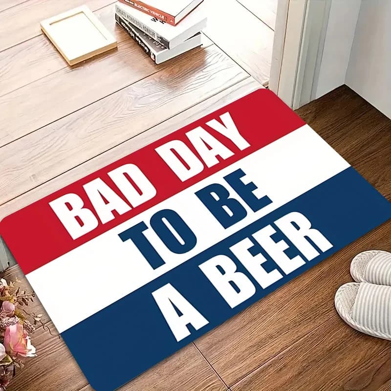 Svapoletto divertente con stampa 'Bad Day To Be A Beer', tappeto di benvenuto per porta d'ingresso, per decorazioni domestiche, tappeto multiuso per interni ed esterni 40x60cm