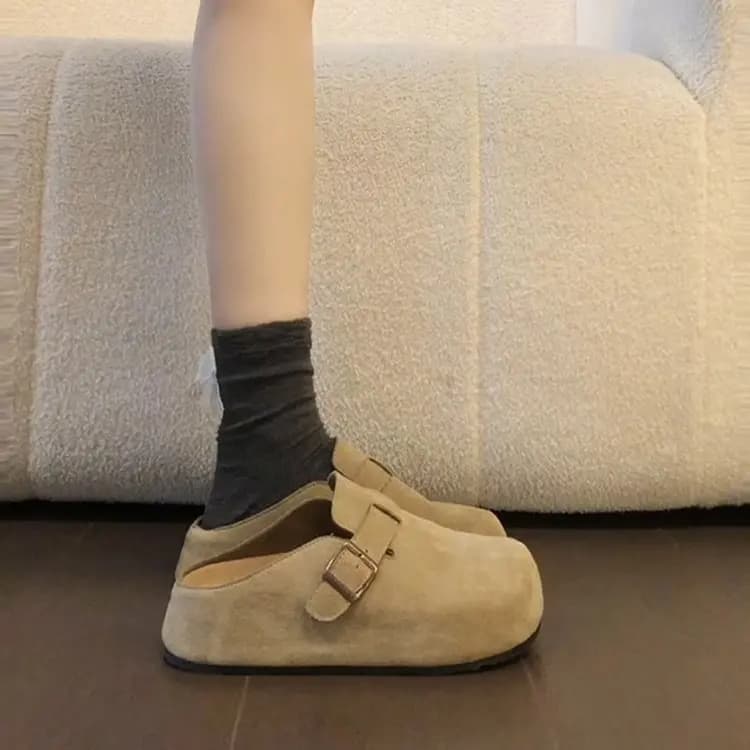 Boken women shoes that increase height in spring 2025, new style of half slippers with women shoes toe