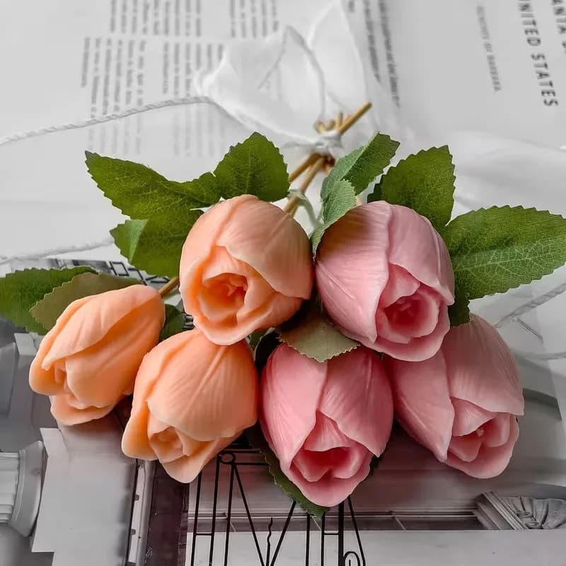 diy flowers tulip silicone mold handmade scented candle plaster resin molds homemade cookies chocolate candy baking tool
