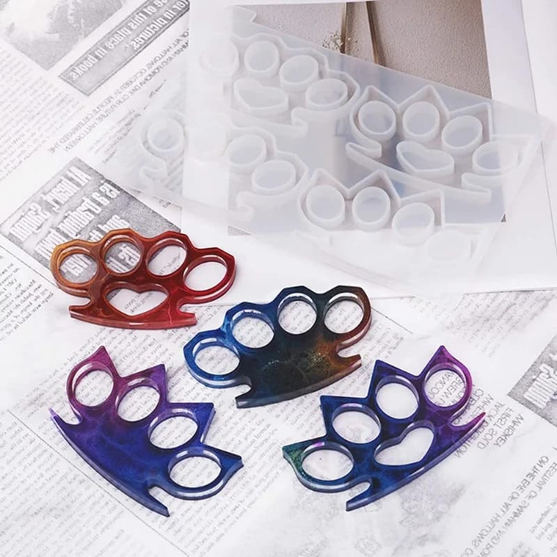 2 Pezzi Stampi in Silicone per Resina Epossidica a Forma di Nocche in Ottone, per Creazione Fai da Te di Portachiavi e Artigianato Femminile