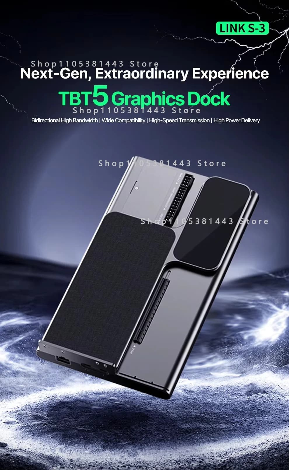 USB3.2*1 Lan*1 PCIEX16 Interface Thunderbolt 5 Docking Station with M.2 Hard Drive Slot Laptop External Gpu Dock