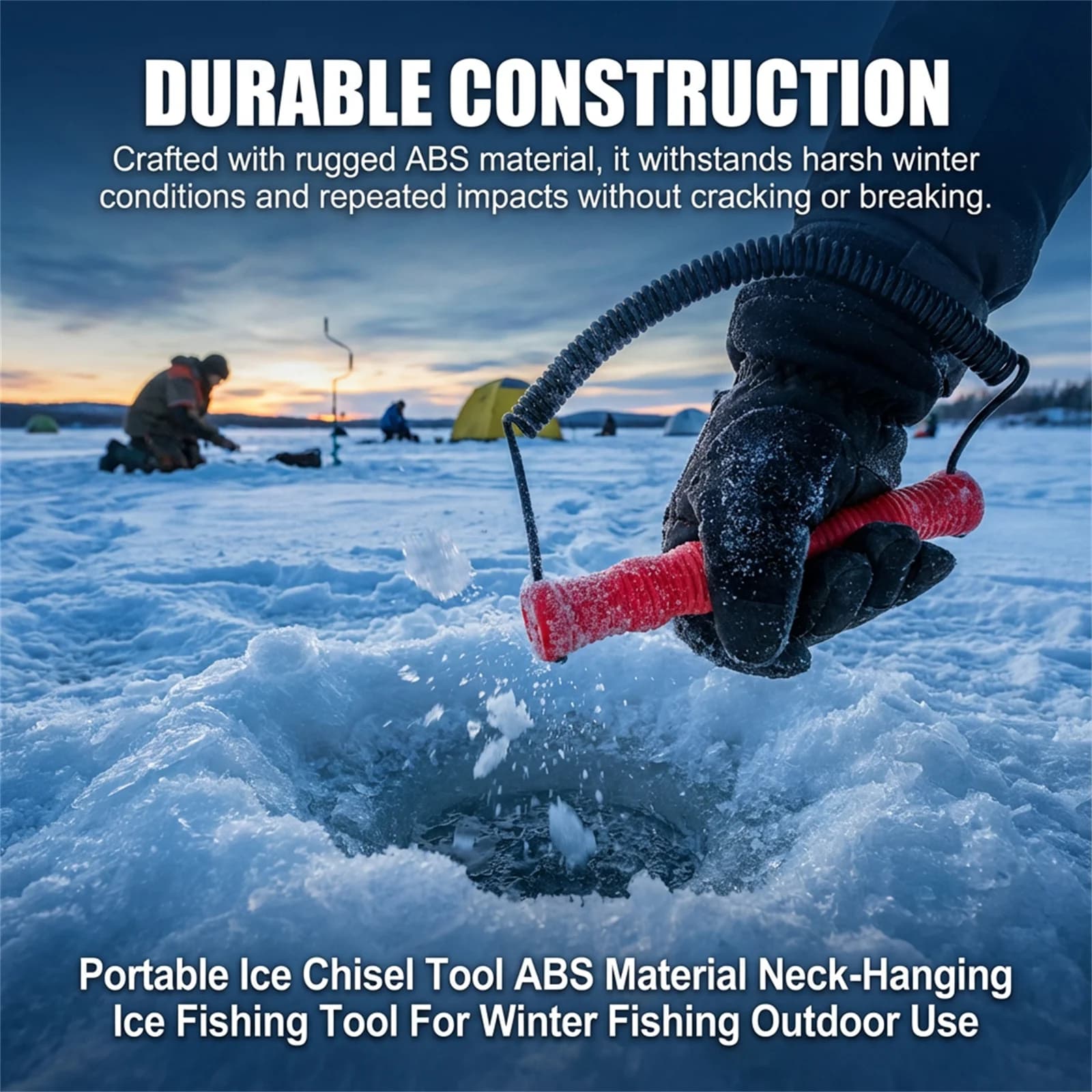 Portable Ice Chisel Tool ABS Material Neck-Hanging Ice Fishing Tool For Winter Fishing Outdoor Use