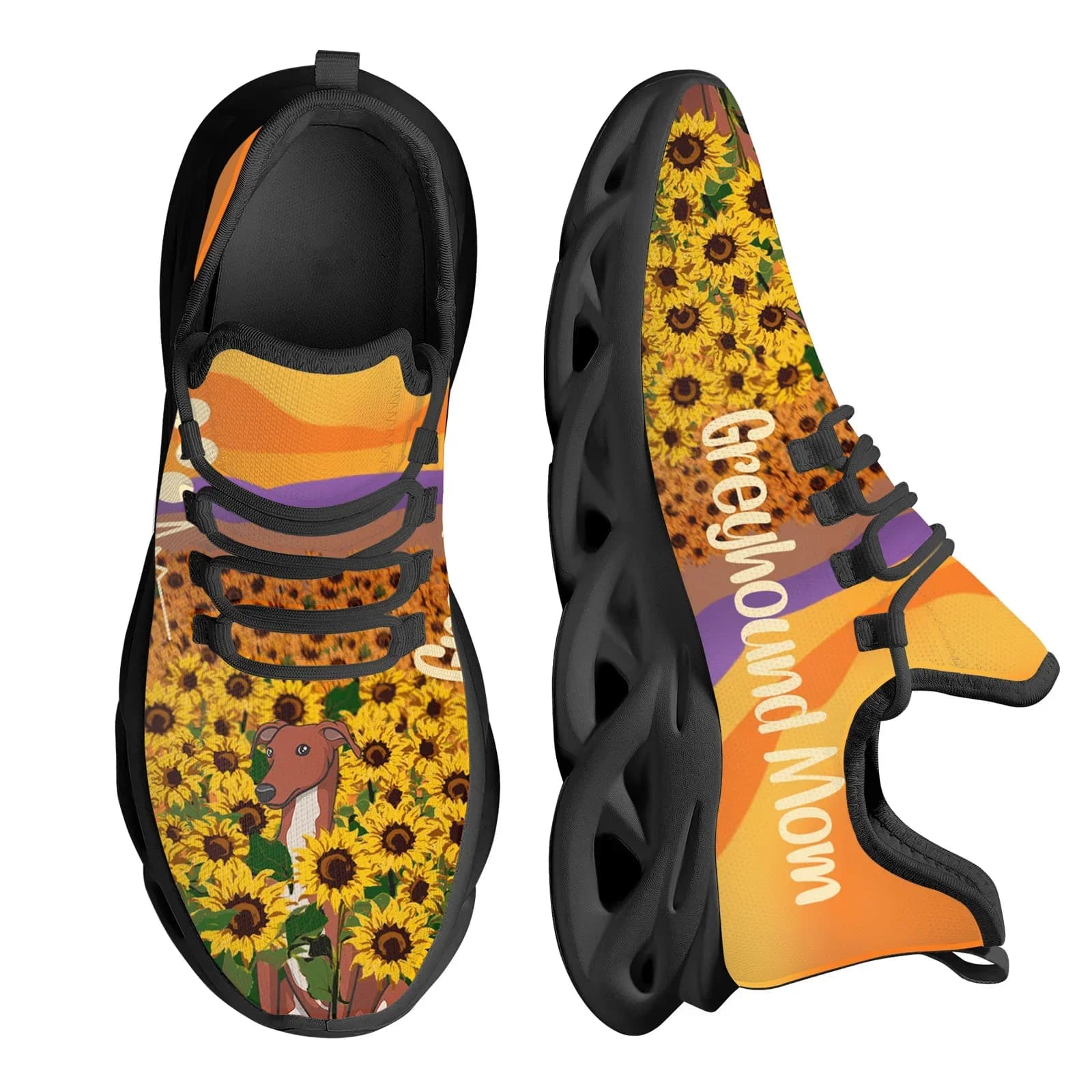 Scarpe da ginnastica altalena in rete da donna Greyhound Mom Sunflower Design Scarpe con plateau comfort femminile Zapatillas antiscivolo da donna