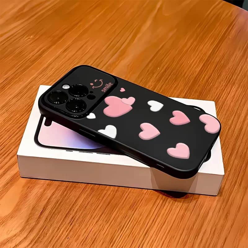 Pink heart-shaped pattern phone case suitable for iPhone 17 16 15 14 13 12 11 Pro/Max/Plus anti drop and shockproof back cover