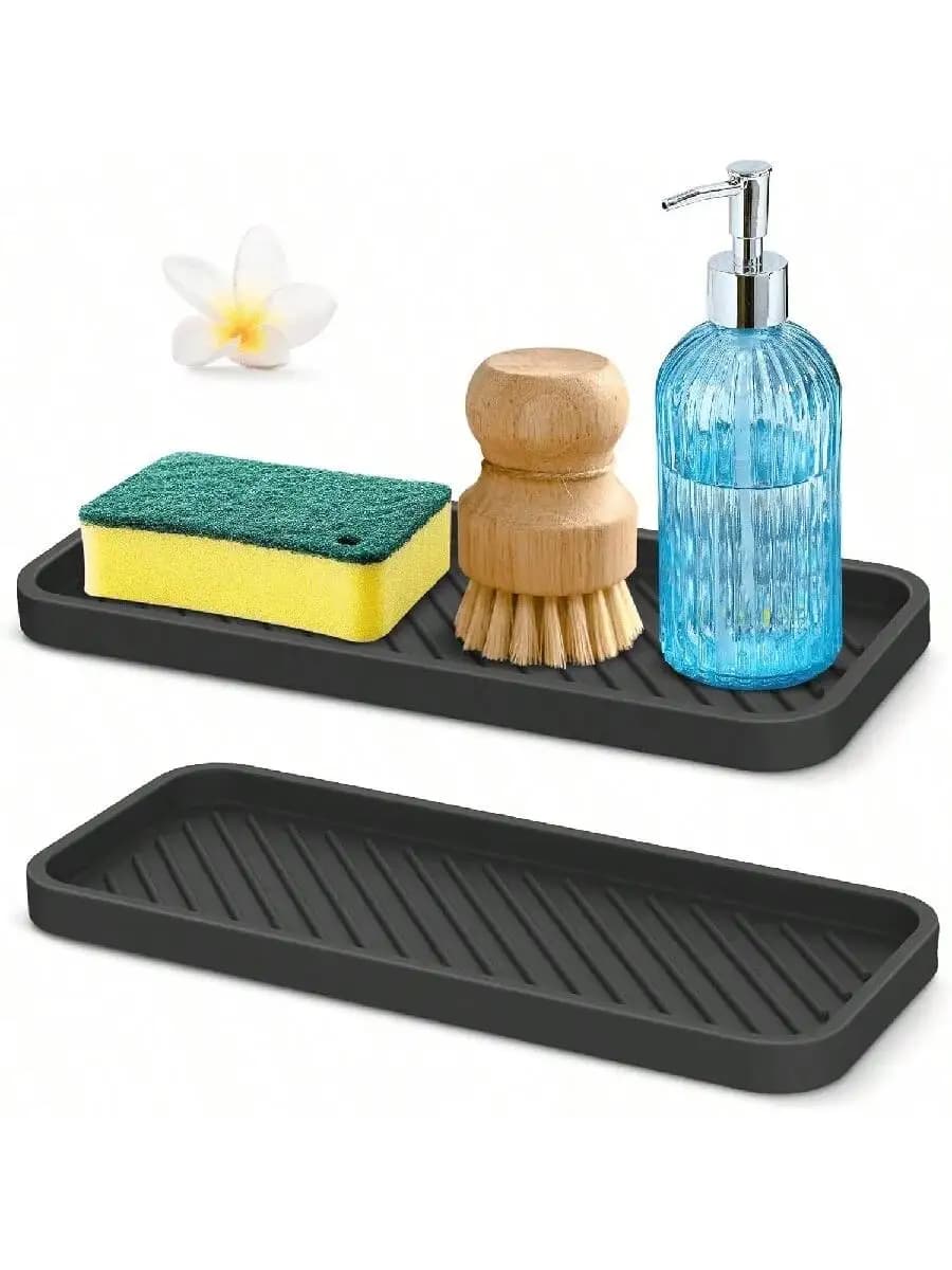 1PC Porta spugna in silicone Porta spugna da cucina, vassoio organizer per lavello in silicone Vassoio organizer per bagno, dispenser di sapone
