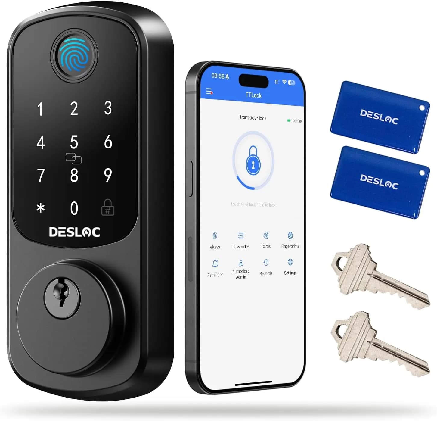 Serratura intelligente con impronta digitale e controllo app, ingresso senza chiave, batteria da 12 mesi, sicurezza BHMA Grade3