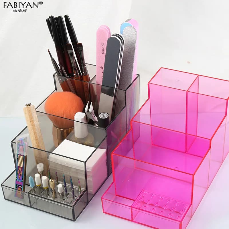 Transparent Nail Art Storage Box Nail Brushes Nail File Storage Containers Grinding Head Acrylic Manicure Organizer Case