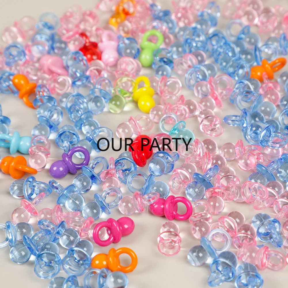 100Pc Mini Acrilico Blu Rosa Ciuccio Tettarelle da biberon Coriandoli Gender Reveal Tavolo Spatter per I Bambini Compleanno Baby Shower Decorazione Del Partito