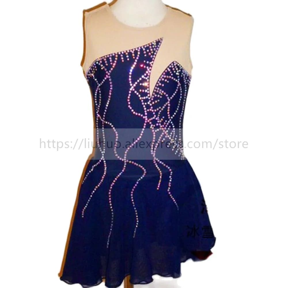 LIUHUO Donna Aldult Ragazza Personalizza Costume Competizione Performance Body Pattinaggio di Figura sul Ghiaccio Vestito Roller Danza Viola Moderna