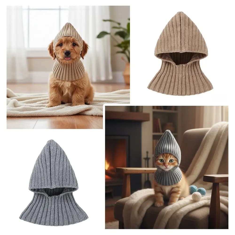 Cappello per Animali Domestici in Maglia Tinta Unita, Design Caldo e Morbido, Stile alla Moda, Sciarpa per Animali per Climi Freddi
