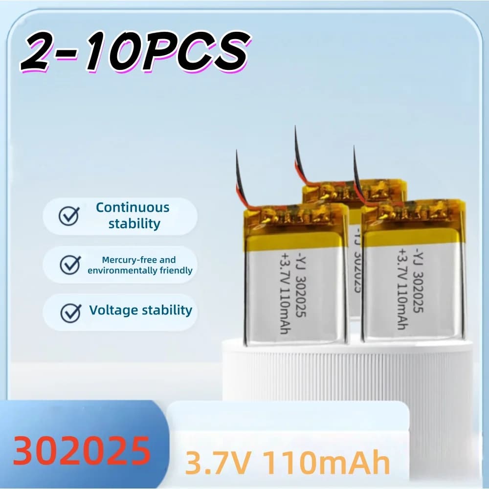 3.7V302025 Lithium polymer battery 110 mAh rechargeable lithium polymer battery for smart bracelet GPS voice recorder Tablet PC Webcam