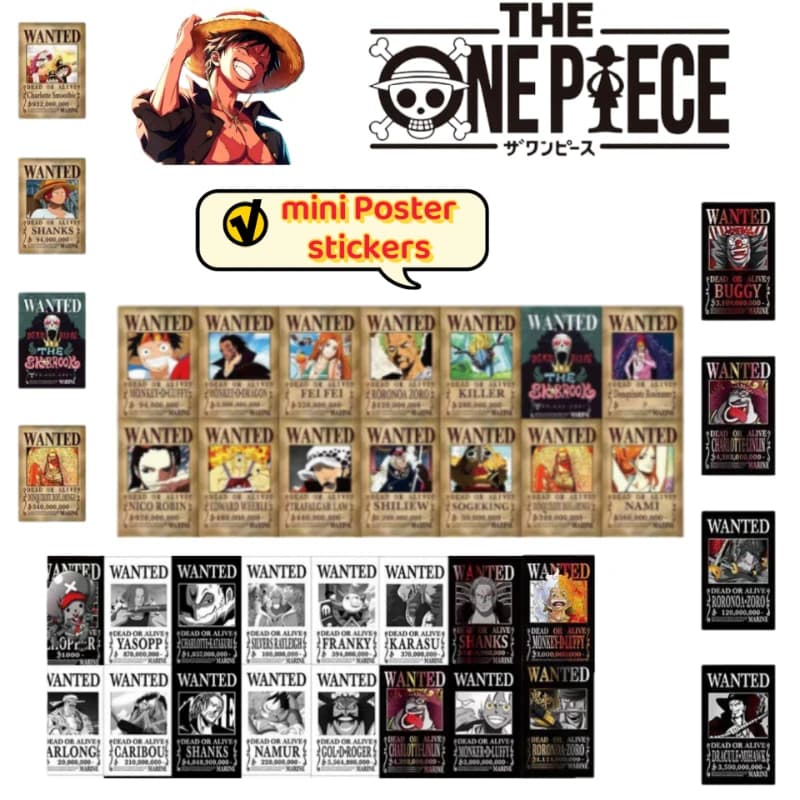 One Piece Monkey D. Luffy Sanji Personality Creative Mini Poster Stickers Student Water Cup Computer DIY Decorative Stickers
