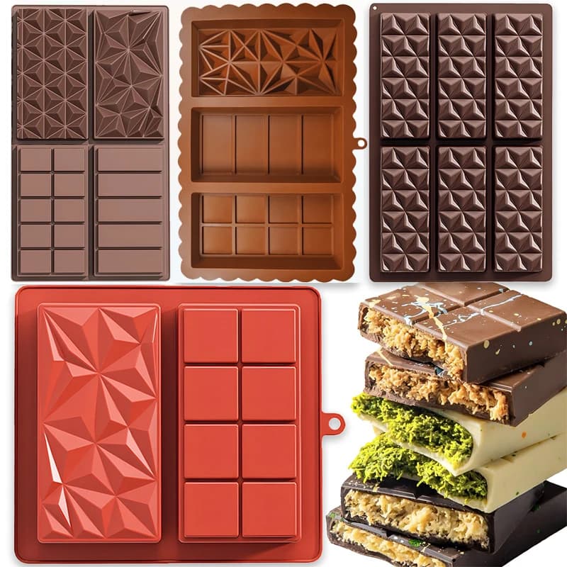 Stampi in Silicone Rettangolari per Dolci, Barrette Energetiche, Cioccolato, Proteine, Cornbread, Budino e Burro