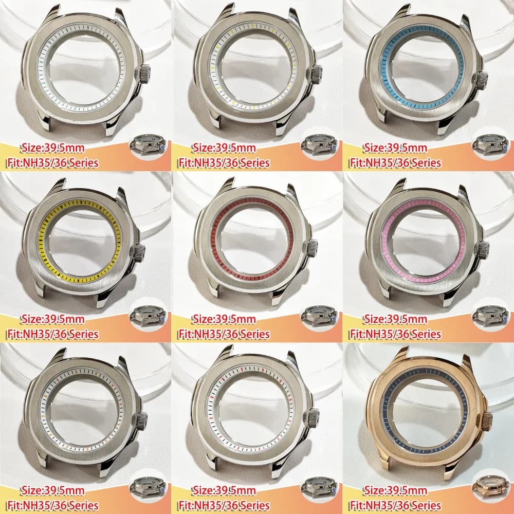 39.5MM Men‘s Watch Case Suitable for NH35/36 Series Movement Stainless Steel Case and Replace the nner ring Watches Accessories