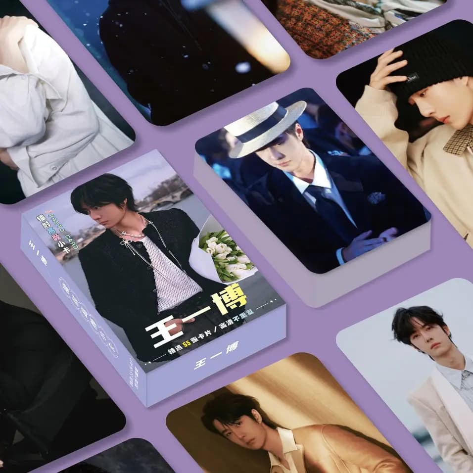 Wang Yibo series of souvenirs, laser-engraved high-quality rounded corner small cards set of 55 pieces