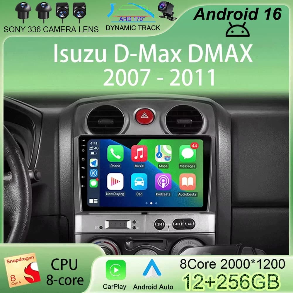 Autoradio Android 16 4G WIFI con Android Auto per Isuzu D-Max DMAX 2007 2008 2009 2010 2011, Navigazione GPS, Senza Lettore DVD