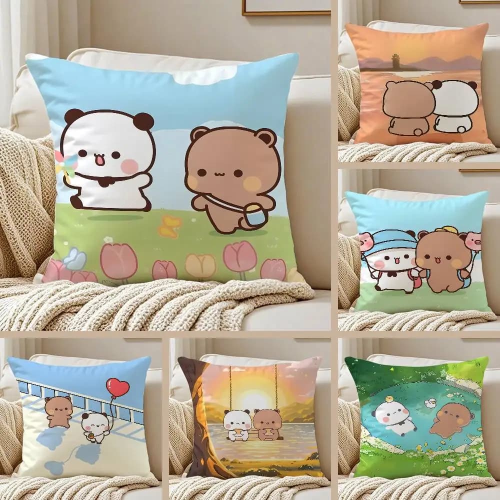 Popolare Cartoon Bubu & Dudu Federa per cuscino carina Federa anti-polvere Cerniera invisibile Fodera per cuscino per divano in peluche corto setoso