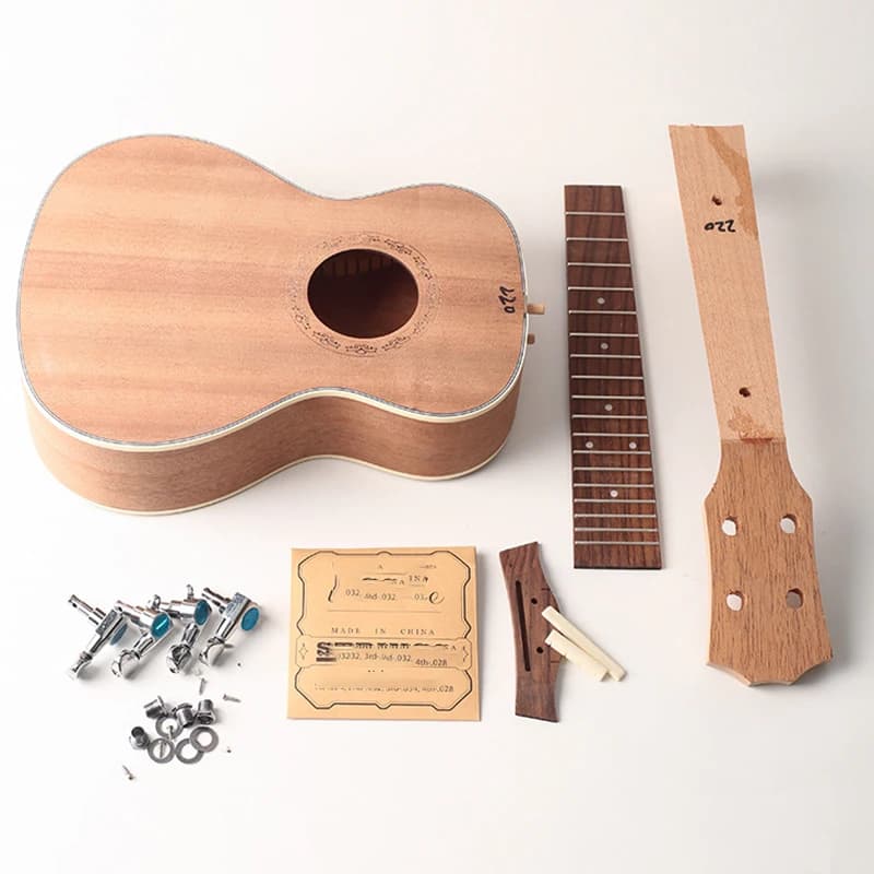 Ukulele Fai-da-Te 23 Pollici in Legno, Mini Ukulele per Bambini, Montaggio Manuale, Ukulele in Mogano, Accessori per Educazione Prescolare