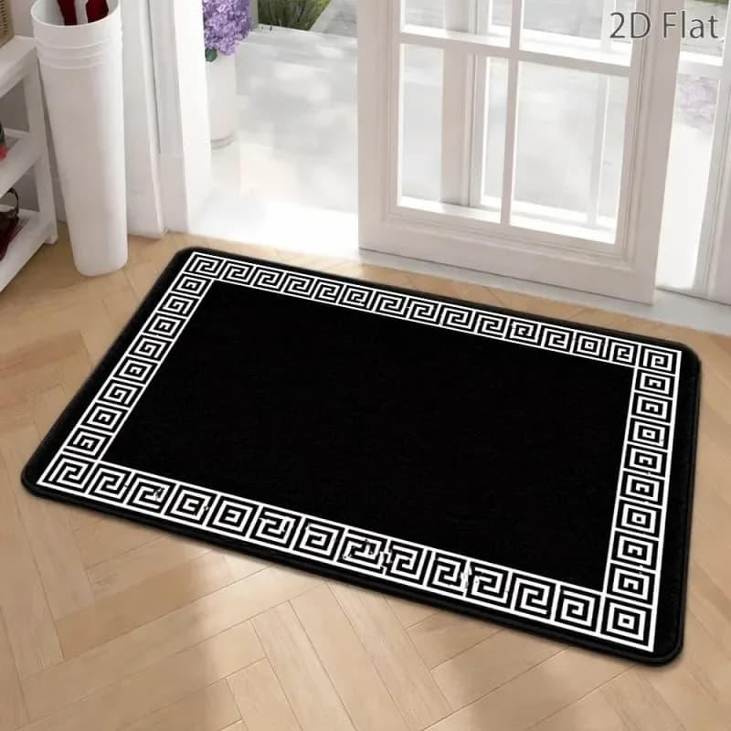 Greek Key Pattern Door Mat Anti Slip Black White Border Welcome Doormat Floor Rug Kitchen Carpet Living Room Entrance Mats