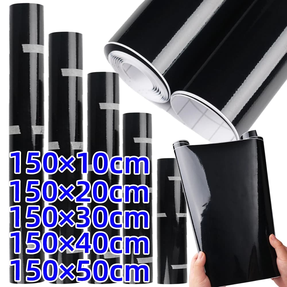Adesivo per pellicola avvolgente in vinile nero pianoforte in PVC ultra lucido Adesivo per auto nero lucido autoadesivo senza bolle Decalcomanie per computer portatile