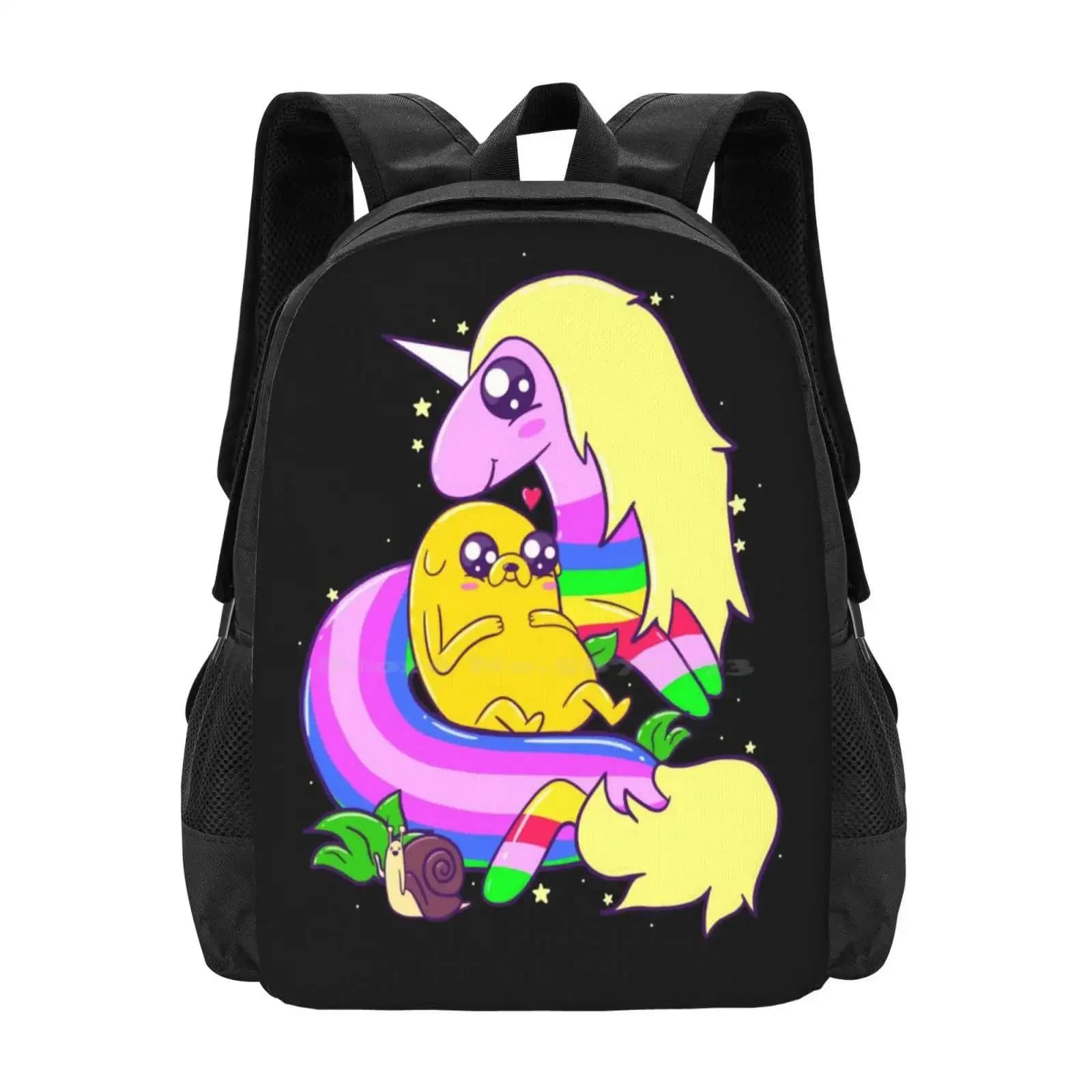 Jake And Lady Rainicorn School Bags Travel Laptop Backpack Jake The Dog Lady Rainicorn Adventuretime Adventure Time Cartoon