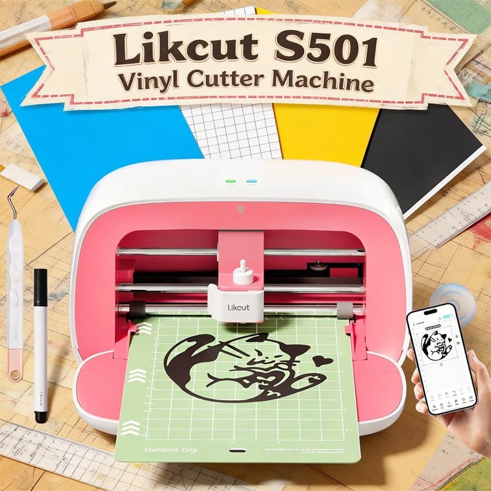 Taglierina per vinile Likcut Glee S501, portatile e intelligente, ideale per fai da te, adesivi, decalcomanie e ciondoli in resina
