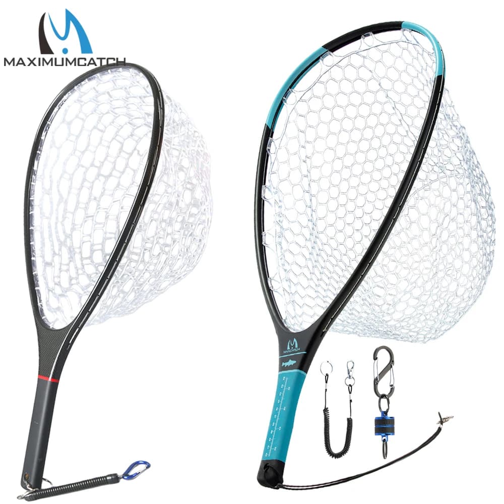 MAXCATCH Guadino in Fibra di Carbonio con Rete in Gomma, Leggero e Resistente, per Pesca a Mosca di Trote e Salmoni, Strumento da Pesca Durevole