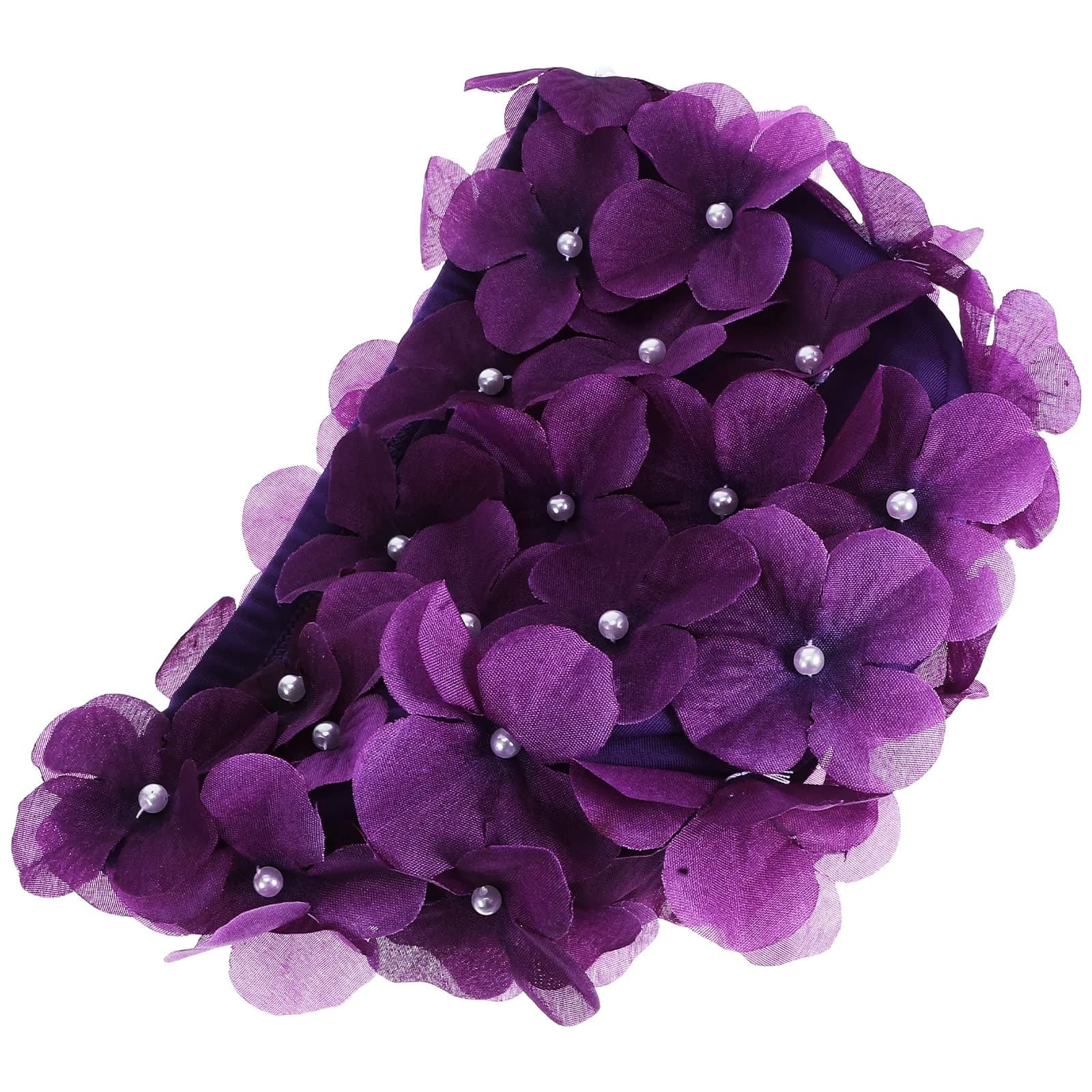 Three-dimensional Swimming Headset with Flowers, Cute Bath Hat for Women, Fabric Anti-slip, Comfortable and Reusable