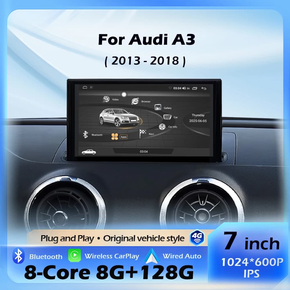 7 pollici Android Per Audi A3 2013 - 2018 Wireless Carplay Autoradio Lettore Multimediale di Navigazione GPS WIFI Bluetooth DSP Stereo Auto