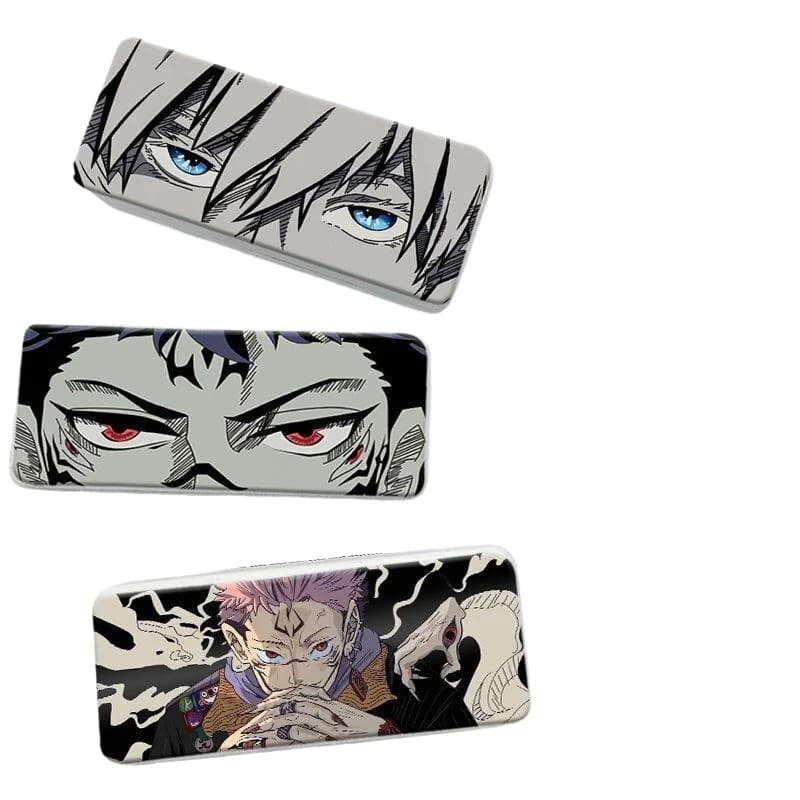 Astuccio per Occhiali in Plastica Jujutsu Kaisen Gojo Satoru, Portapenne Bifacciale con Design Personalizzato per Fan, Uso Quotidiano Trendy