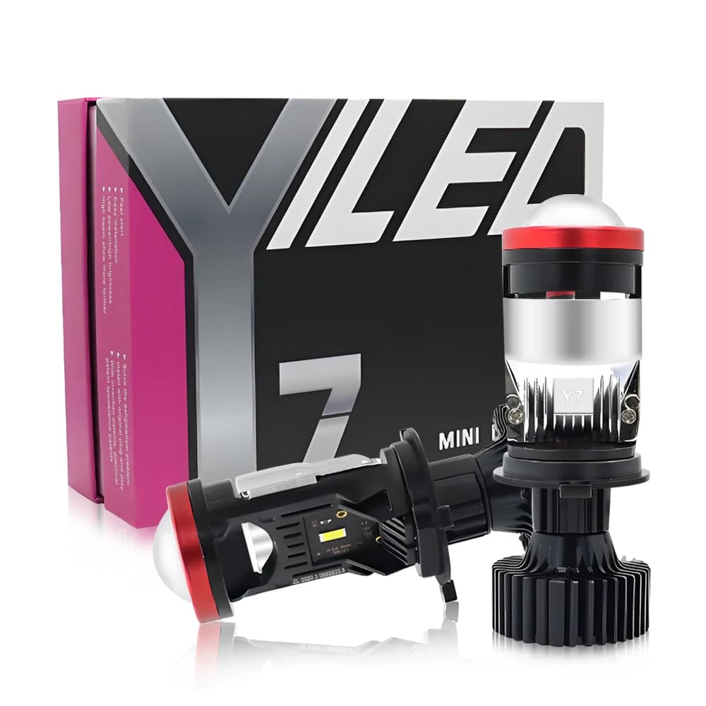 Lente per proiettore LED H4 Mini fari 6000K Luce bianca Fascio Hi/Lo 3570 chip led Lampadine automatiche Faro Y7D H4 Proiettore LED Luce
