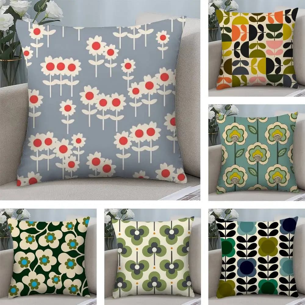 O-Orla Kiely Flower Shape Pillow Federa Soft Fabric Sofa cushion cover with front-back print